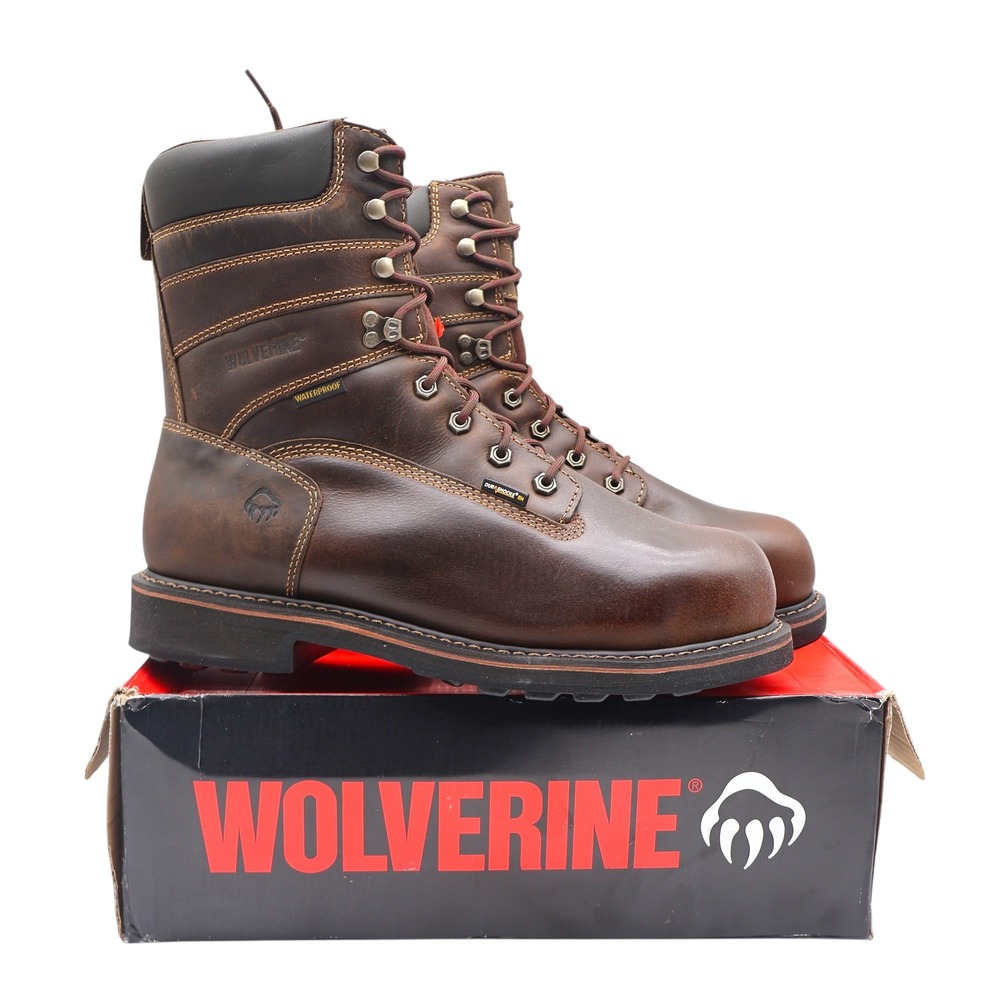 Wolverine Brek 8" Work Boots Mens 12 Brown Leather Steel Toe Waterproof W10082